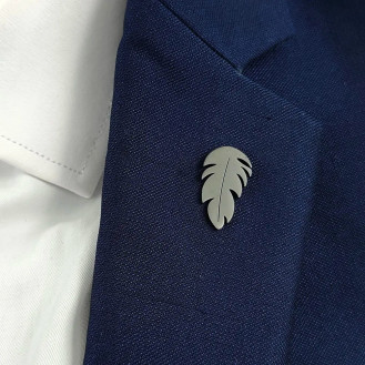 Значок из стали BROCHE брошь бижутерия Перо чёрный BRGV115241